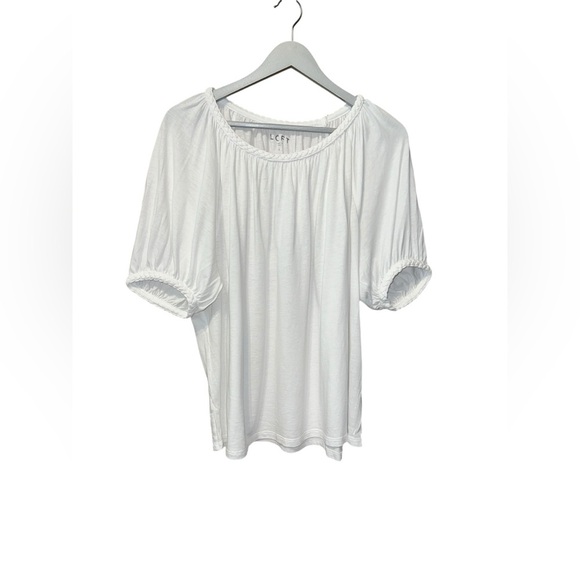LOFT White Braided Neck Short Sleeve Blouse – Size Large - Picture 2 of 5